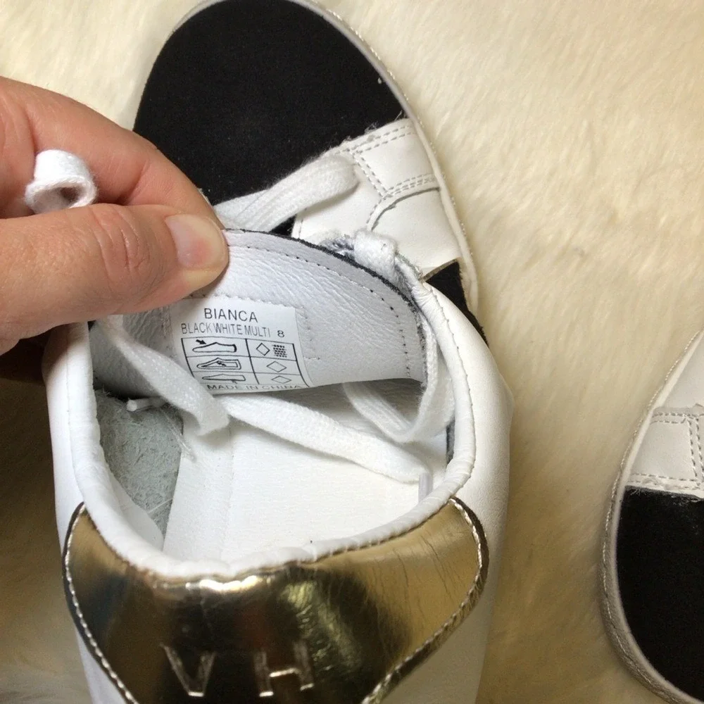 Vintage Havana leather sneakers with black‎ suede details